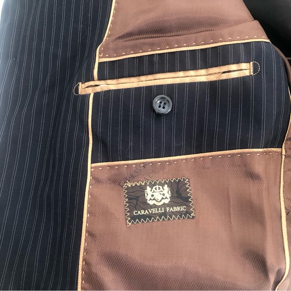 CARAVELLI YTALY Blazer Black Striped Blazer Sport Coat 3 Button men’s Sz 38S 32W - Picture 11 of 16
